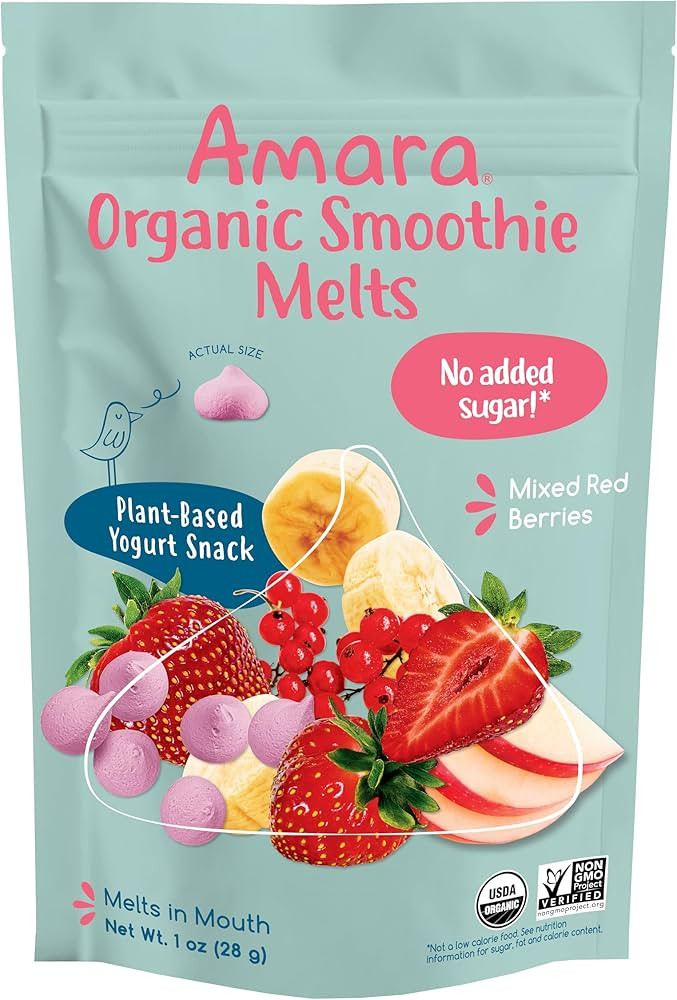 AMARA Organic Mixed Red Berries Yogurt Snack Smoothie Melts, 1 OZ | Amazon (US)