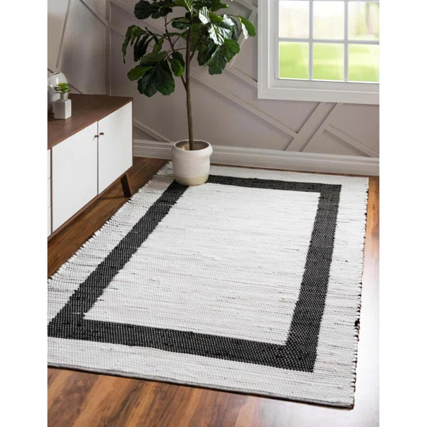 Abdul-Aleem Handmade Flatweave Jute/Sisal Black/White Rug | Wayfair North America