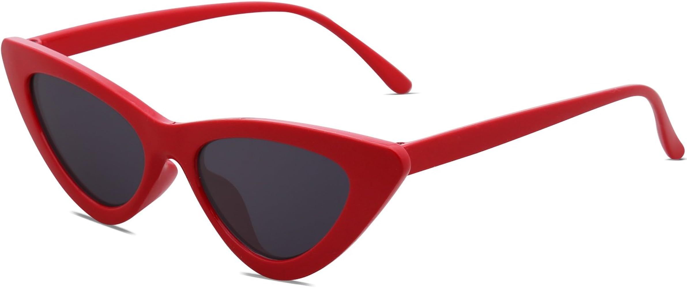 SOJOS Retro Vintage Narrow Cat Eye Sunglasses for Women Clout Goggles Plastic Frame Cardi B SJ2044 | Amazon (US)