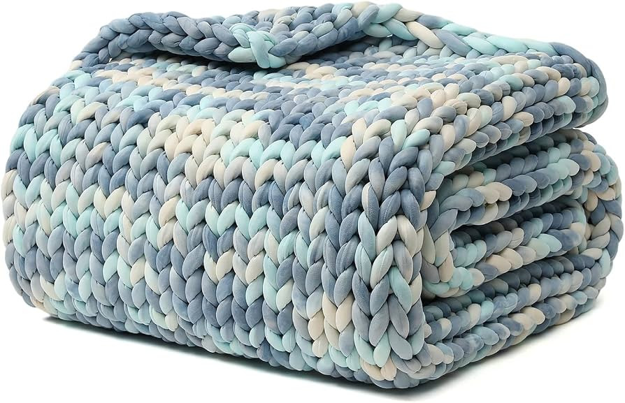 YnM Weighted Blanket, Handmade Chunky Knitted Design, Soft and Cozy, Temperature Regulating and B... | Amazon (US)