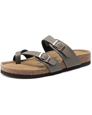 DREAM PAIRS Women's Comfortable Cork Sandals Suede Leather Insole Slides Arch Support Walking San... | Amazon (US)