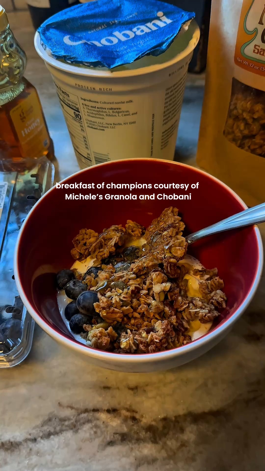 Chobani, blueberries, honey with Michele’s granola is quickly becoming my fave breakfast 😋 

#LTKmorningroutine #LTKvlog #LTKmomlife