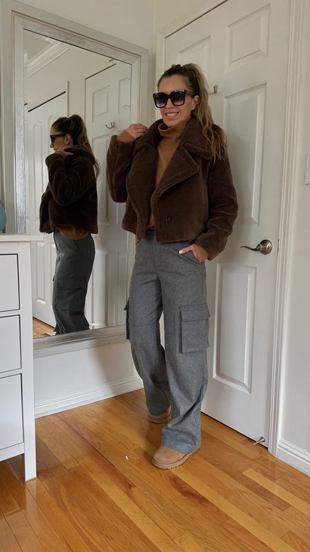 Gray wool blend wide leg pants are true to size, wearing size, small
Camel turtleneck is budget, friendly, true to size, whearing sz S
Brown faux fur jacket is true to size wearing sz S

Ugg chestnut short boots are true to size


#LTKGiftGuide #LTKSeasonal #LTKHoliday