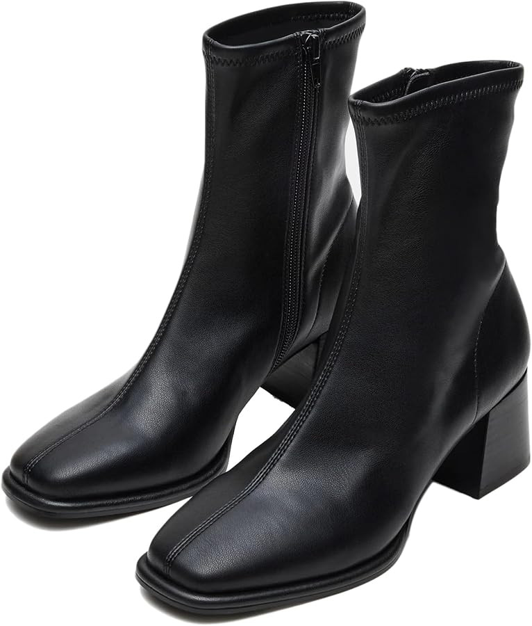 SOVANYOU Booties for Women Square Toe Ankle Boots Block Heel Short Boots Comfortable Dressy Chunk... | Amazon (US)