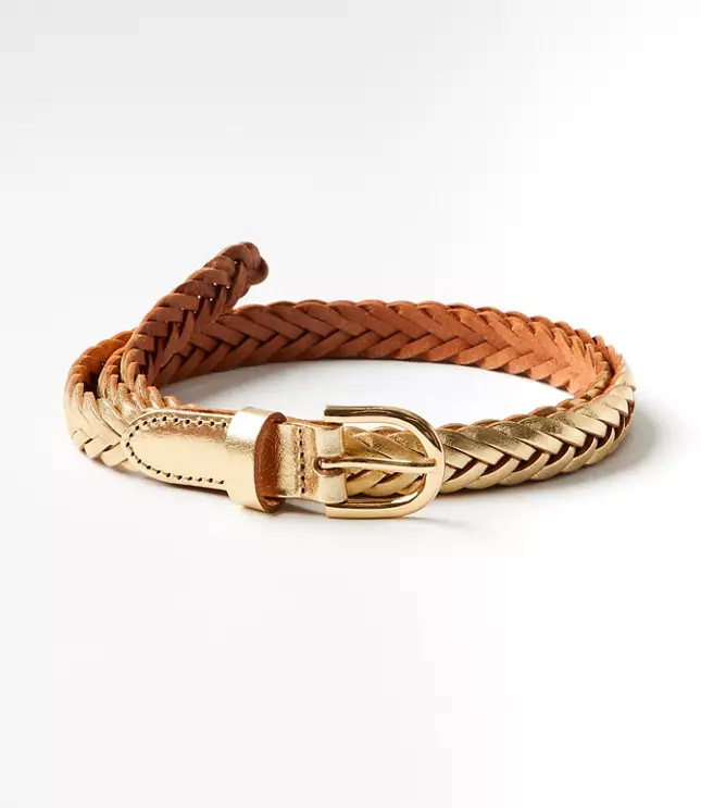 Metallic Braided Leather Belt | LOFT