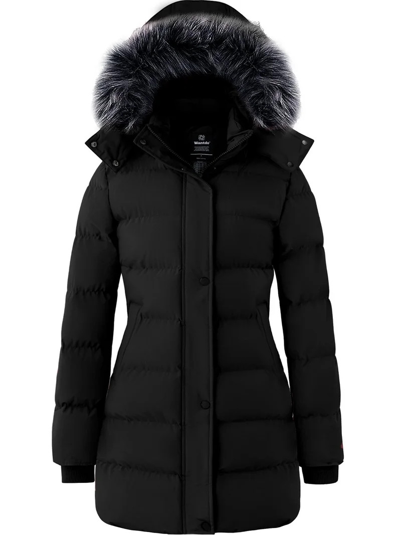 Wantdo Women's Recycled Coat Warm Winter Coat Waterproof Jacket Long Puffer Jacket Black L | Walmart (US)