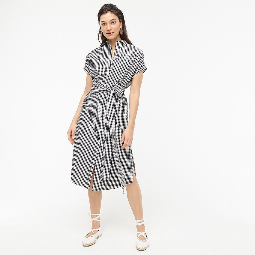 Relaxed-fit short-sleeve cotton poplin shirtdress in gingham | J.Crew US