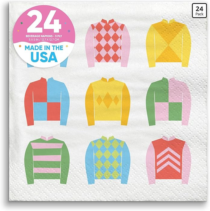 Big Dot of Happiness Derby Horse Race Napkins, Colorful Jockey Silks Kentucky Party Decor, White ... | Amazon (US)