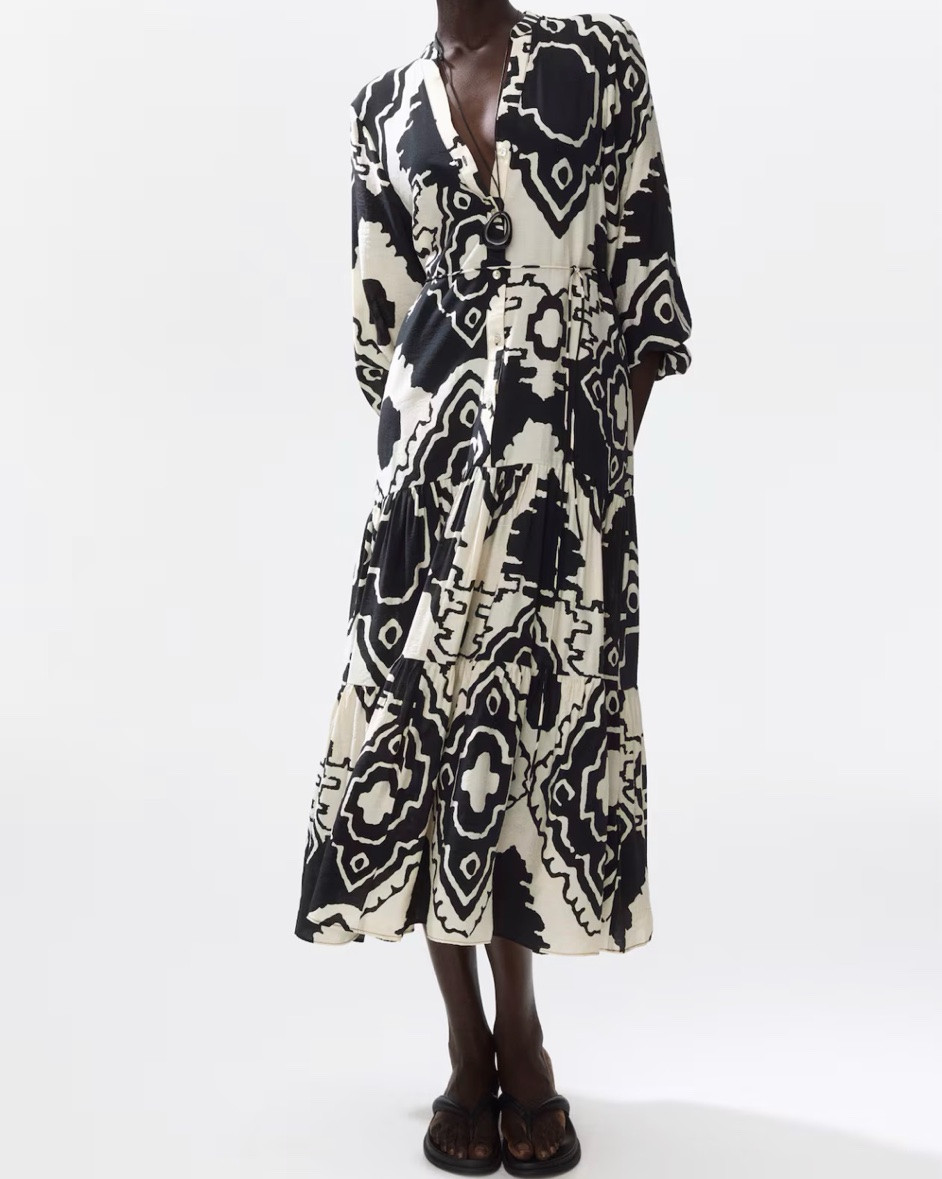 Black and white patterned midi shirt dress

#LTKSeasonal