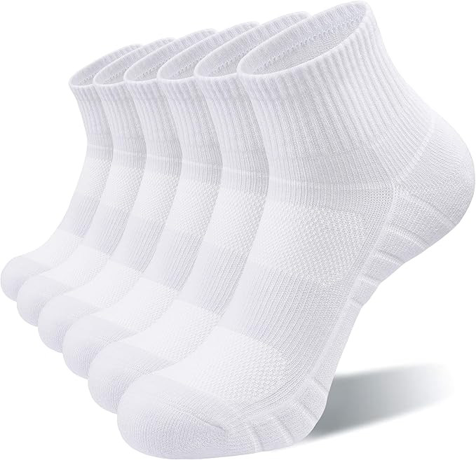 Lapulas Athletic Quarter Socks for Men Women, Cotton Mesh, Cushioned Arch Support, Non-Slip Runni... | Amazon (US)