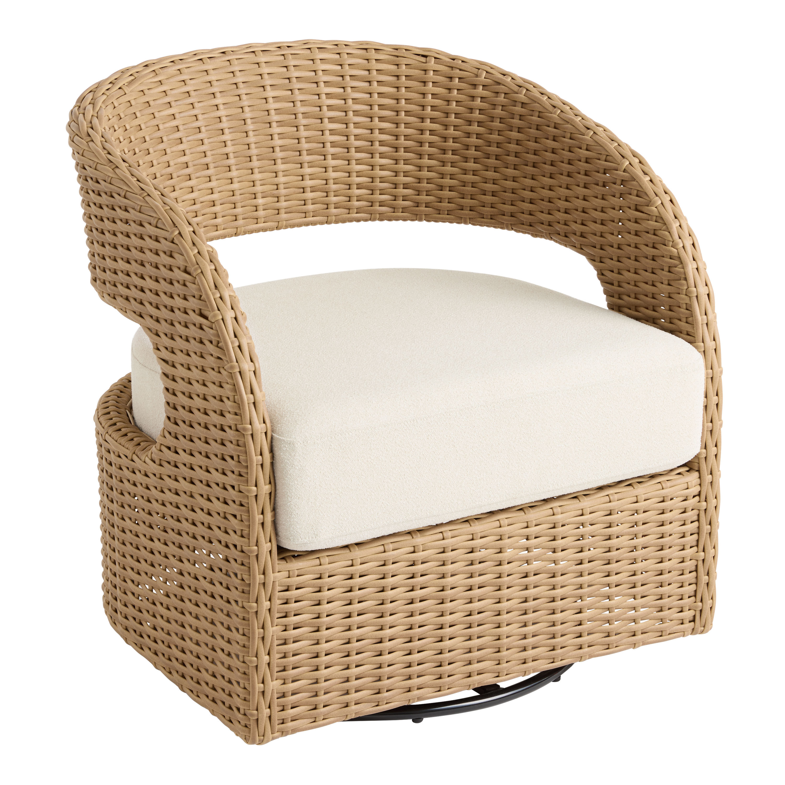 Sonrisa All Weather Curved Open Back Outdoor Swivel Chair | World Market