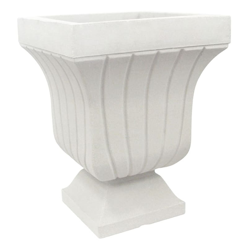 Japi All Weather Proof Off-White Square Fluted Outdoor Urn, 22x17 | At Home
