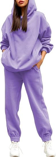 Linsery Women Hoodies Tracksuit Long Sleeve Hooded Matching Joggers Sweatpants 2 Piece Sweatsuit ... | Amazon (US)