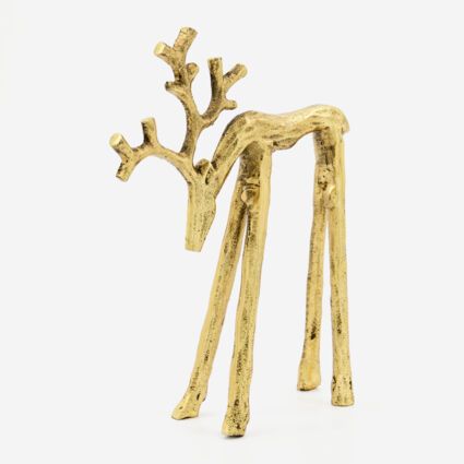 Gold Tone Reindeer Christmas Decoration 22x17cm | TK Maxx
