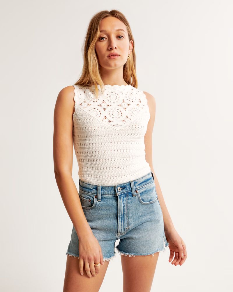 Crochet-Style Mosaic Tile Bodysuit | Abercrombie & Fitch (US)