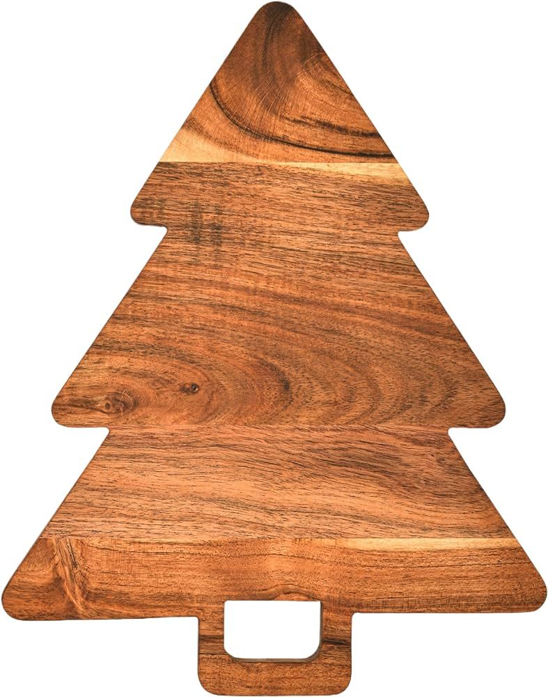 Treen Art Acacia Wooden Christmas Tree Cutting Board for Kitchen Decor, 14"L x 11"W Tree Shaped A... | Amazon (US)