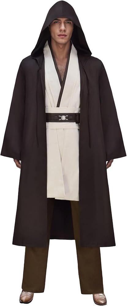 Men's Jedi Robe Costume Adult Halloween Tunic Hooded Robe Pants Uniform Anakin Outfits Cosplay Fu... | Amazon (US)