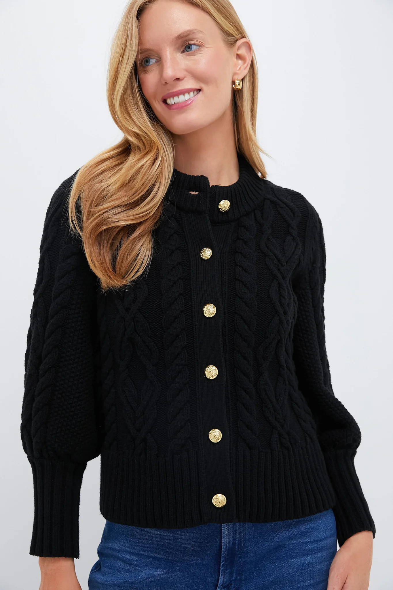 Black Cotton Colette Cardigan | Tuckernuck (US)