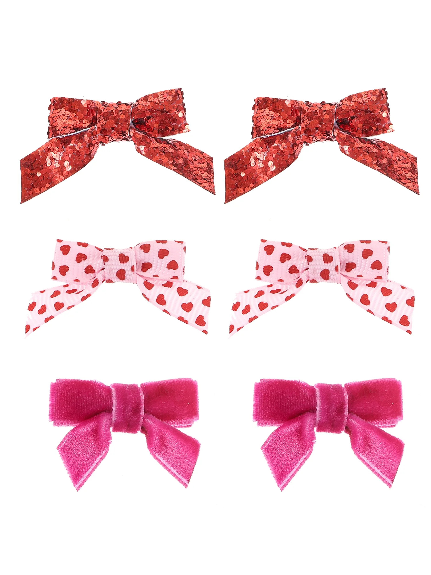 Way to Celebrate Valentine's Day Multicolor Bows Clips, 6 Pieces | Walmart (US)