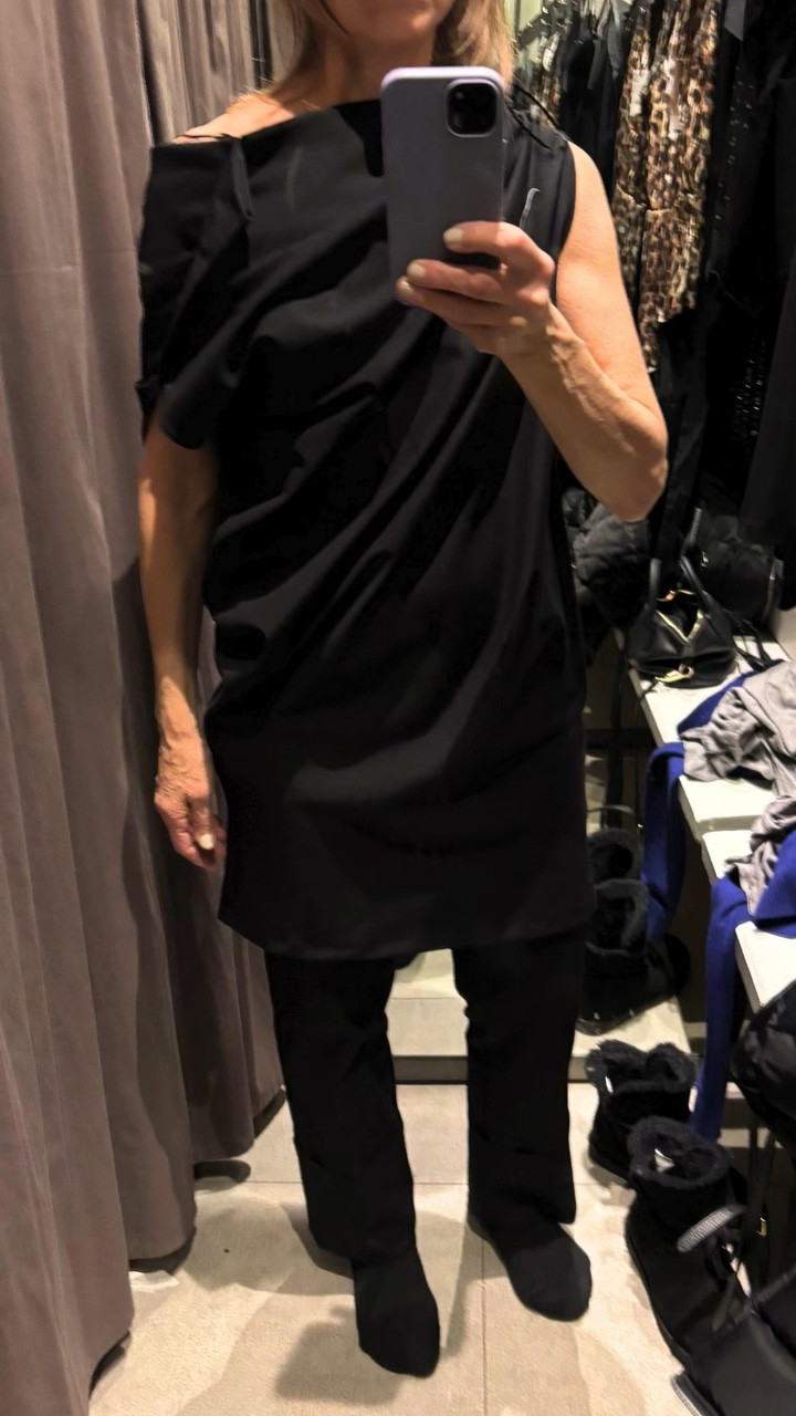 Now you can shop my Zara looks on LTK! When there’s a sale I start with all black. This short dress with ruching is too short for me! I’d wear it over a pair of black cropped pants. Or get one of the longer black dresses I found  

#LTKSaleAlert #LTKWatchNow #LTKStyleTip