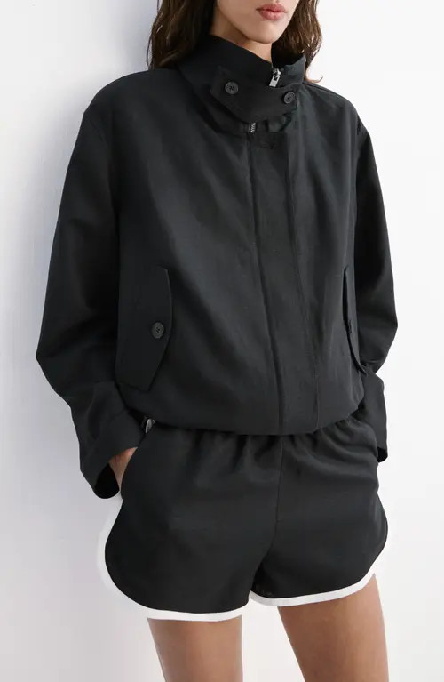 MANGO Funnel Neck Bomber Jacket in Black at Nordstrom, Size Large | Nordstrom