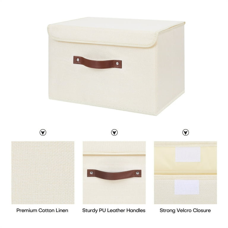 ANMINY Foldable Fabric Storage Bin With Handle Lid Large Collapsible Box Basket For Home Organize... | Walmart (US)