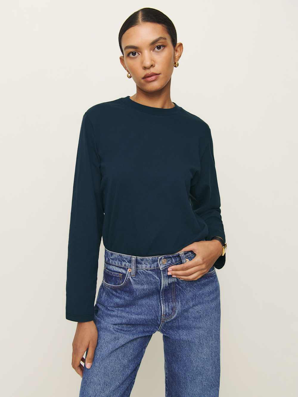 Asher Oversized Long Sleeve Tee | Reformation (Global)