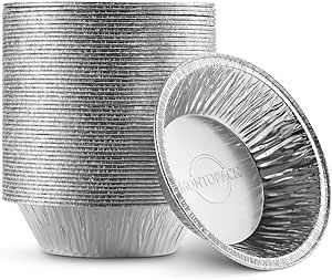 MontoPack Disposable 5" Aluminum Foil Pie/Tart Pan (50 Pack) | 5 Inch Round Cake Pan for Baking P... | Amazon (US)