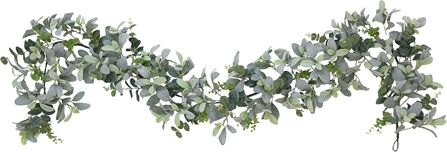 Puleo International 6 ft. Artificial Flocked Lambs Ear Garland, Green (1522-610) | Amazon (US)
