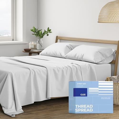 THREAD SPREAD Egyptian Cotton Sheets Full Size Bed - Luxury 400 Thread Count Cotton Sheets (4 PC, Silver), Silky Soft, Cooling, Sateen Weave, 16" Deep Pocket Long Staple Full Bed Sheet Set | Amazon (US)