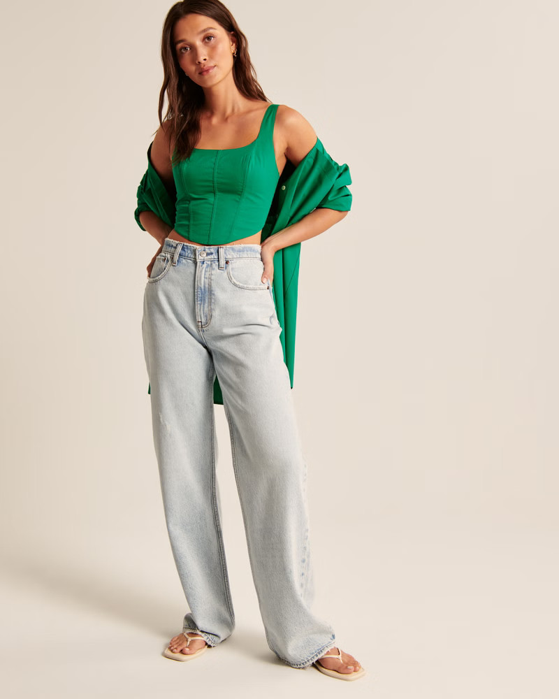 Poplin Corset Tank | Abercrombie & Fitch (US)