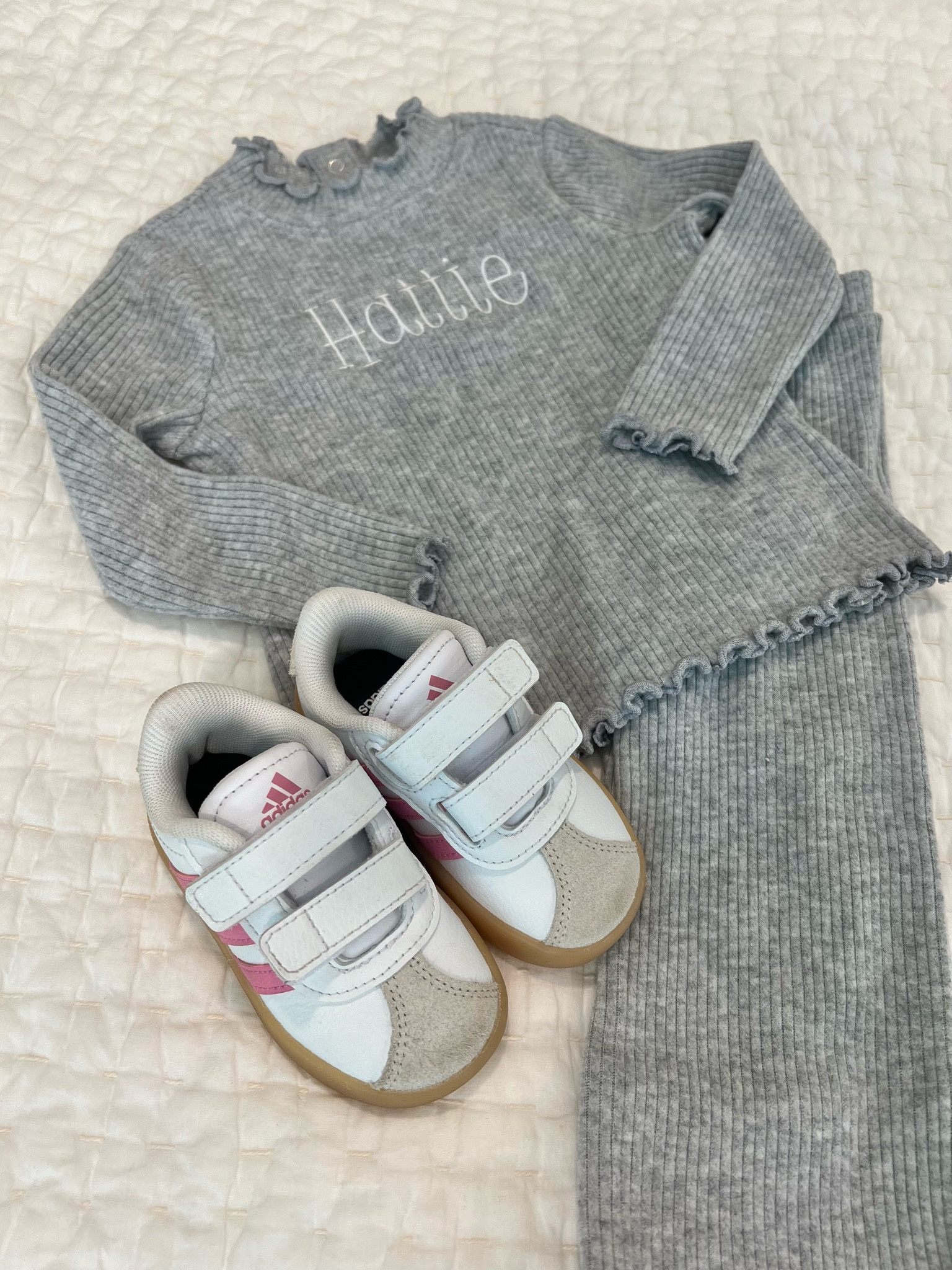 Getting my girl ready for a comfy fall!! She’s already worn her little sneakers in, and she gets compliments every time she wears them 🤩

#LTKShoeCrush #LTKBaby #LTKKids