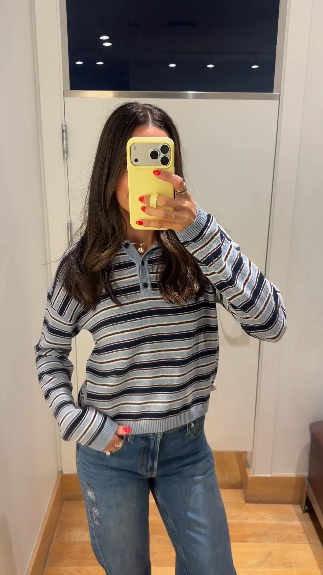 40% off everything at GAP!! 
Striped polo sweater: true to size (S)
Jeans: true to size (26) 5’7”

#LTKSaleAlert #LTKSeasonal #LTKootd