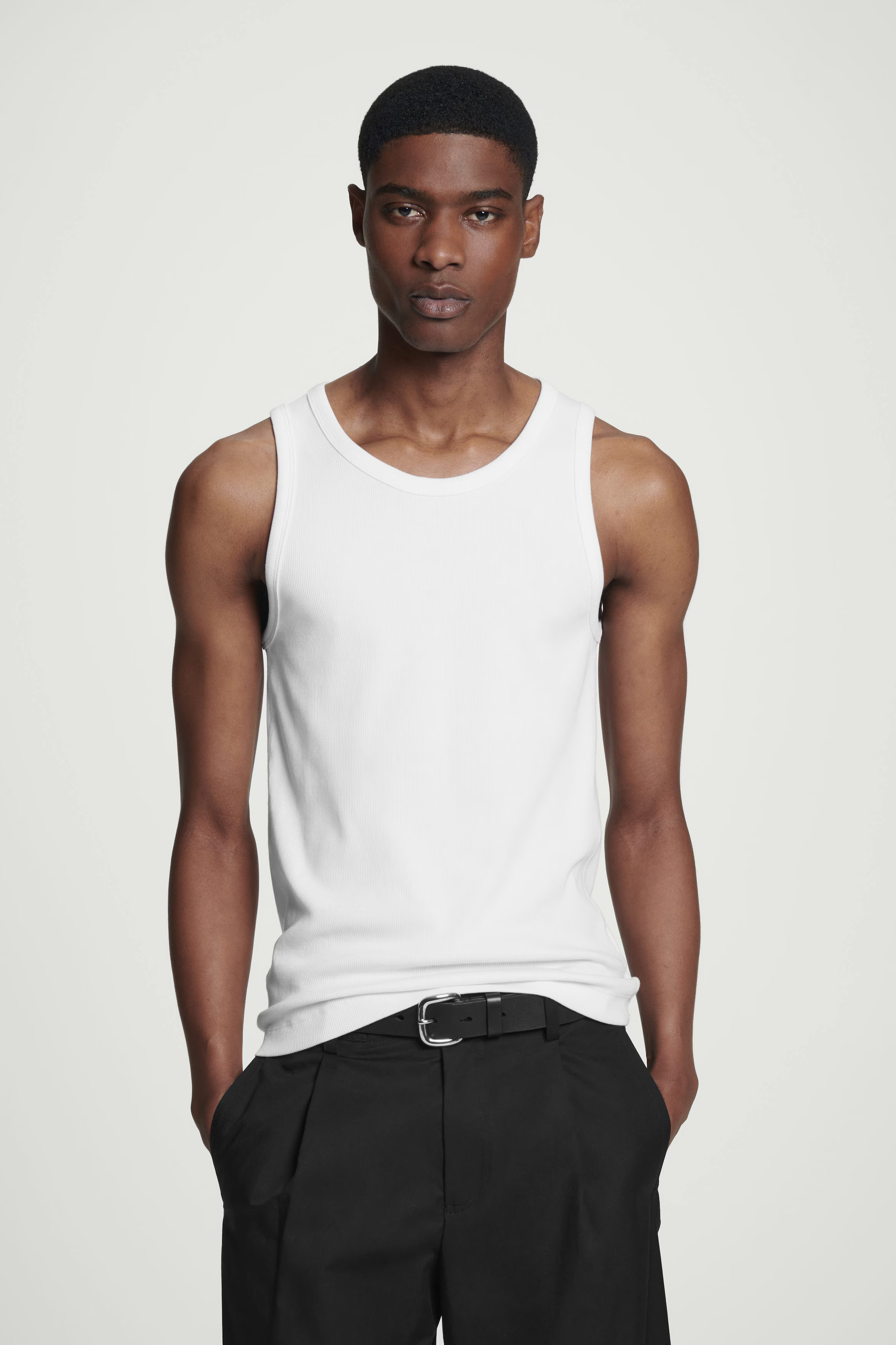 SLIM RIBBED COTTON TANK TOP - WHITE | COS UK