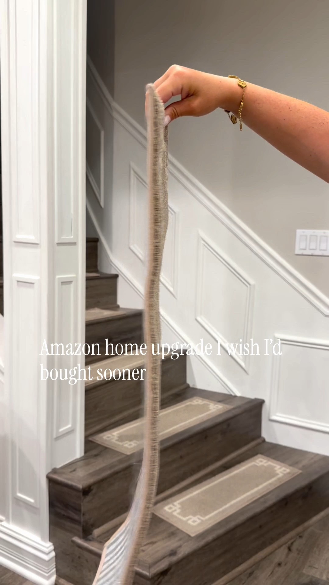 One of my favorite Amazon home upgrades. 🤍 These peel-and-stick stair treads were so easy to install, add extra grip, help soften noise, and instantly make the staircase feel more finished. One of those purchases I’d absolutely buy again.

#LTKHome #LTKSaleAlert