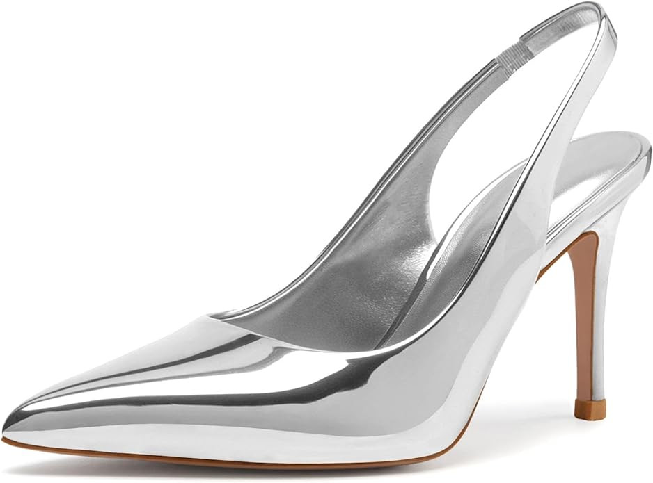 heelchic Slingback Heels for Women Pointed Toe Stiletto Heel Closed Toe Pumps Slip on High Heels ... | Amazon (US)