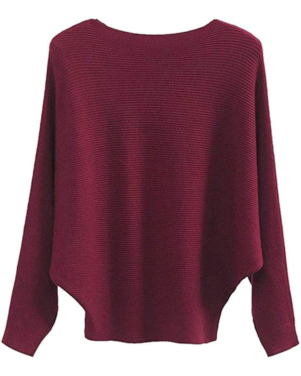 EDSTAR Women Dolman Batwing Sleeves Knitted Sweaters Winter Boat Neck Pullovers Tops | Amazon (US)