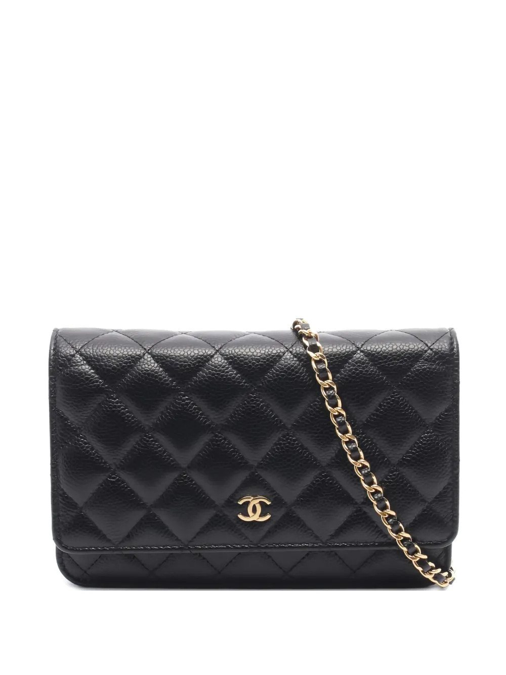 CHANEL Pre-Owned CC-plaque diamond-quilting chain-strap shoulder bag - Black | Farfetch Global
