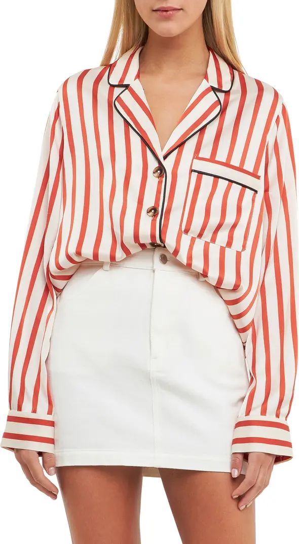 English Factory Striped Satin Button-Up Shirt | Nordstrom | Nordstrom