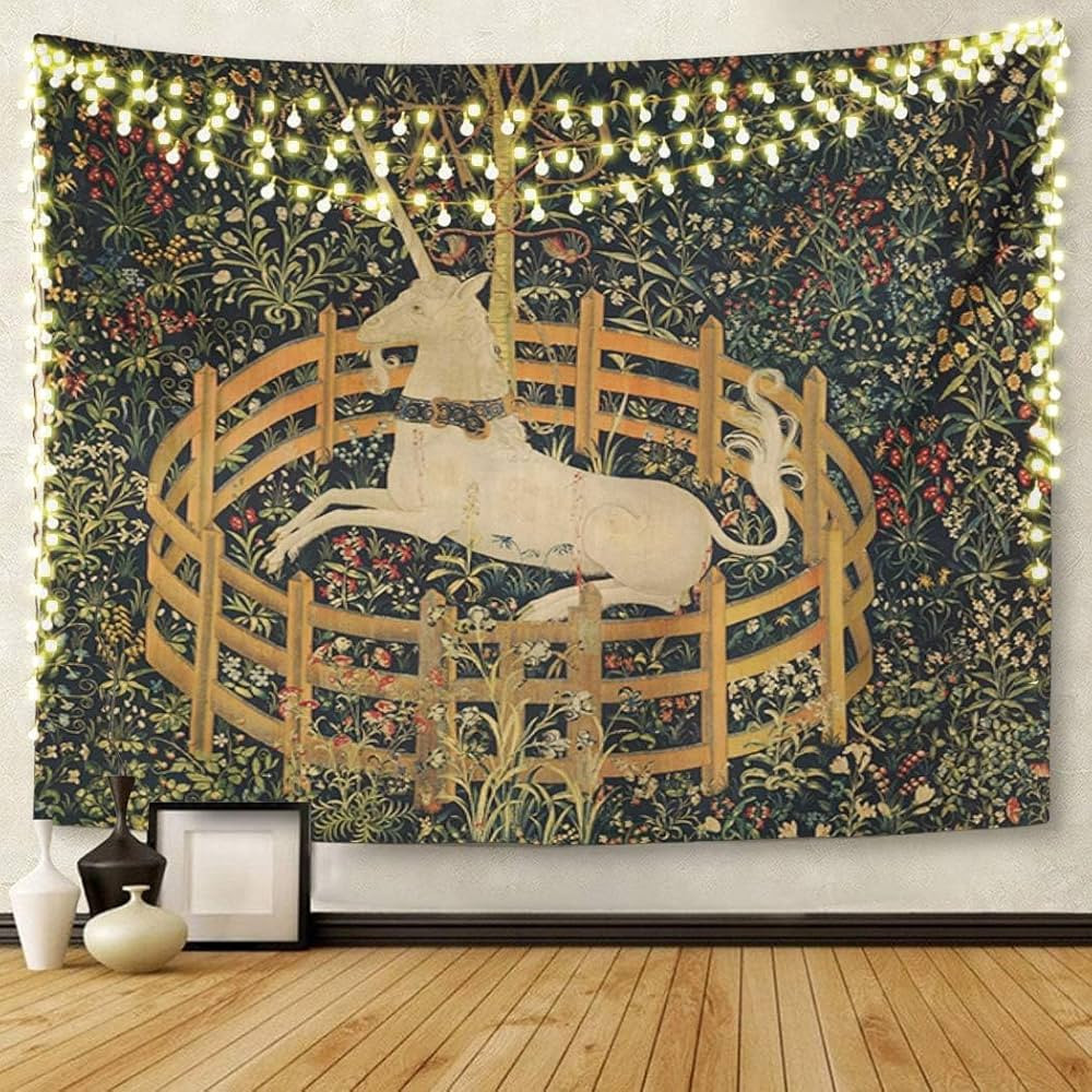 Semtomn Tapestry Artwork Wall Hanging Medieval Vintage Hunting Unicorn Captivity Him Her 60x80 In... | Amazon (US)