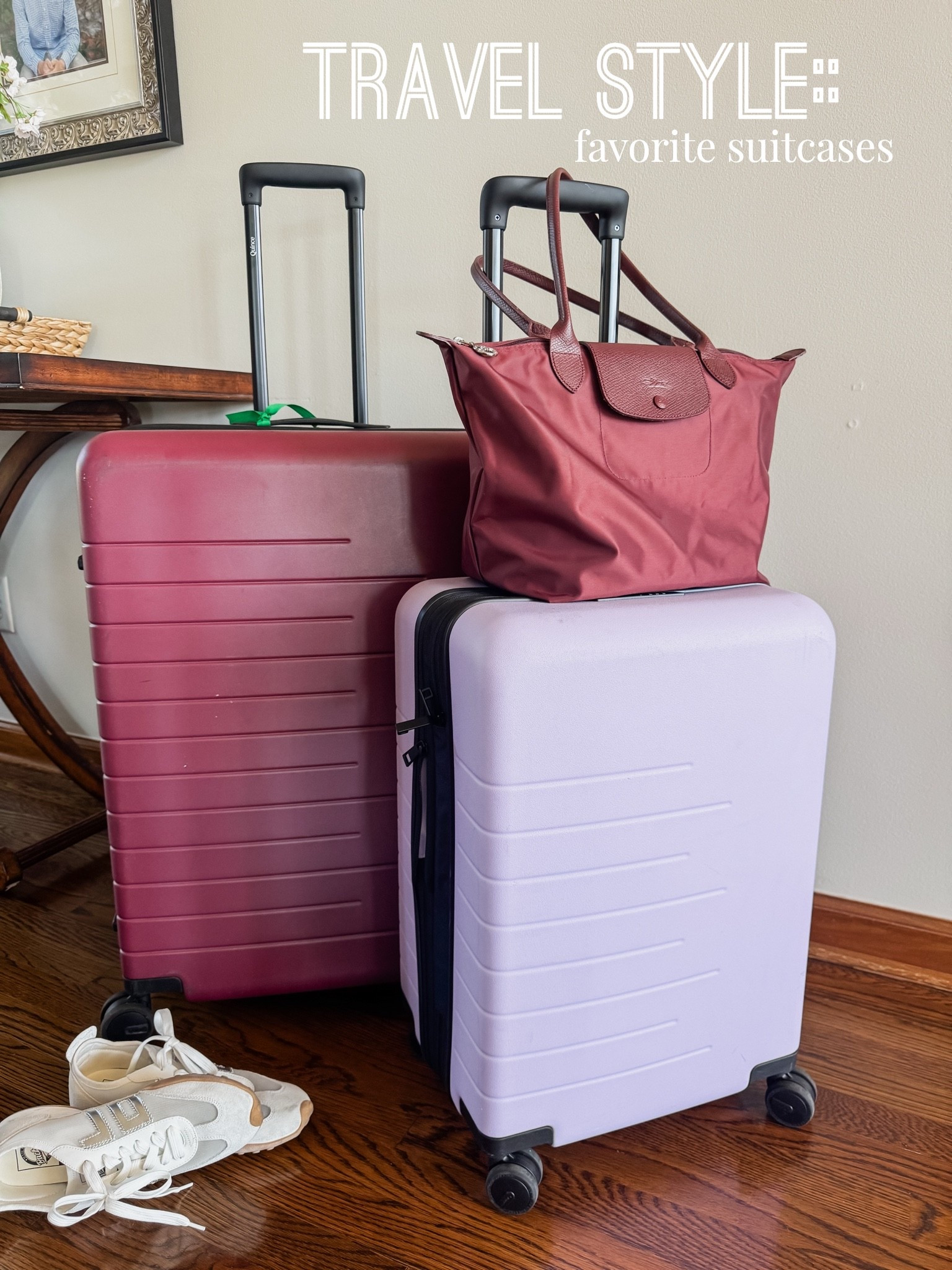 Best suitcases. 
Sturdy. Variety of colors. Expandable. 
Quince
Longchamp bag medium size

#LTKmomlife #LTKTravel