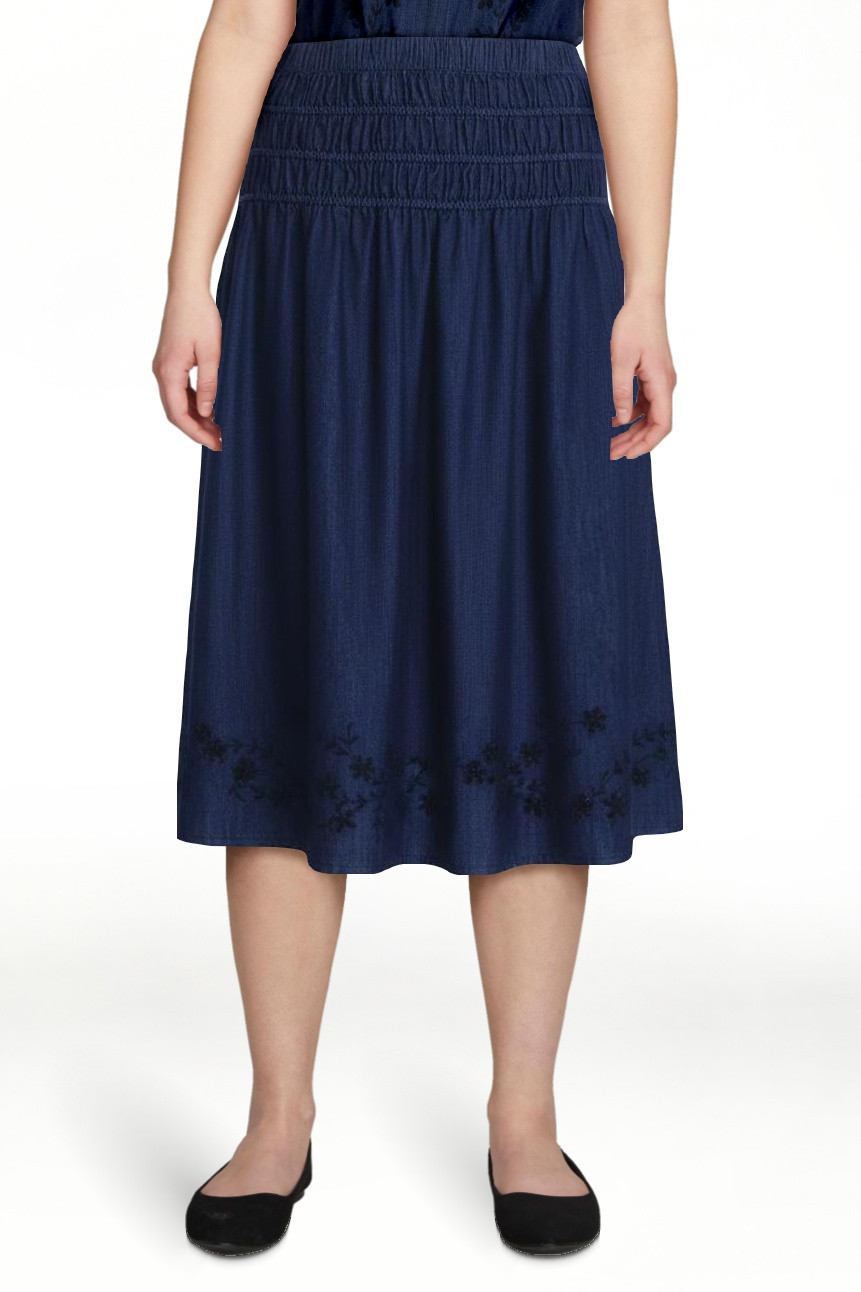 Free Assembly Women's and Women's Plus Embroidered Cotton Maxi Skirt with Smocked Waist, Sizes XS... | Walmart (US)