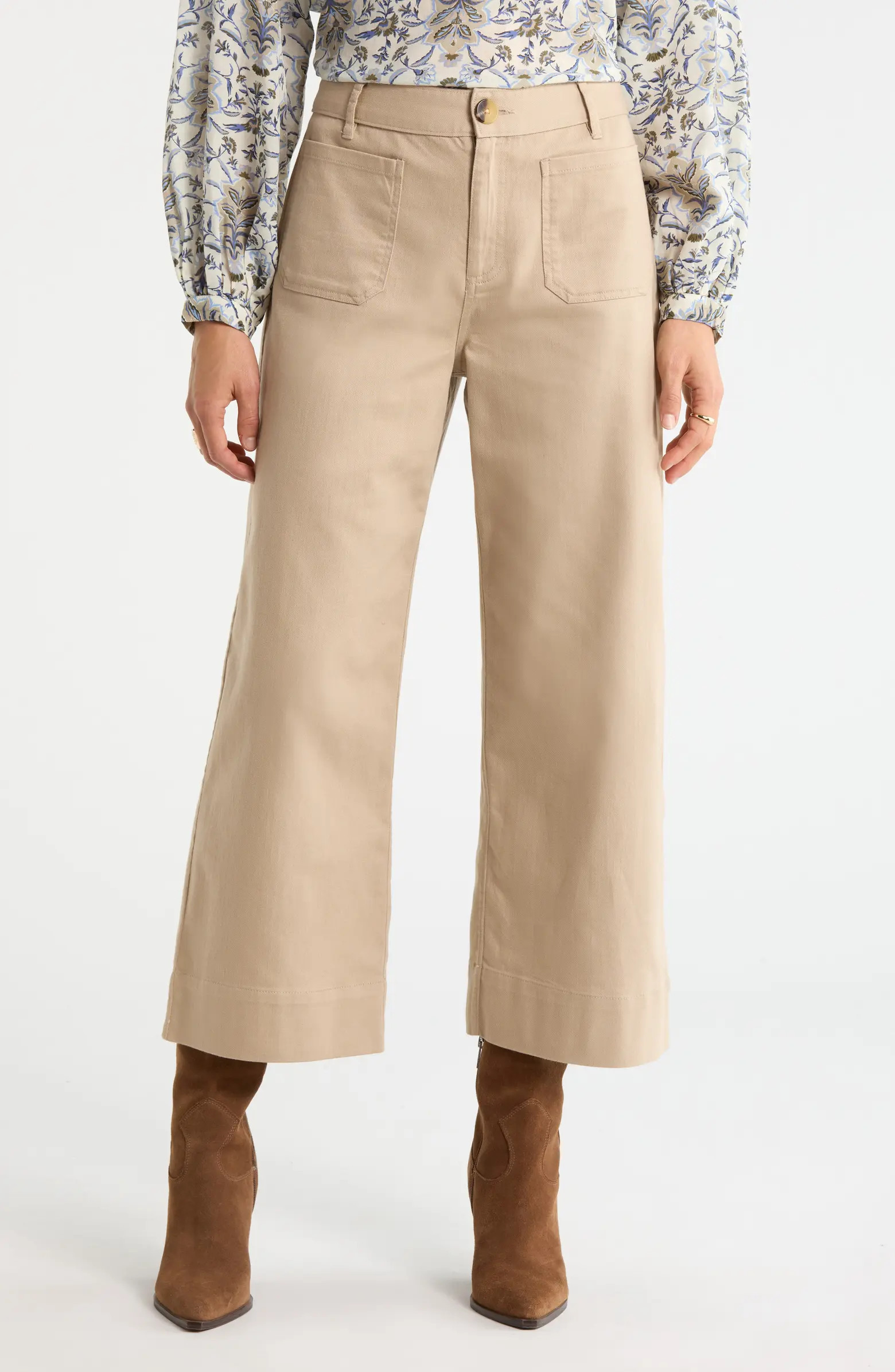 Patch Pocket Crop Wide Leg Pants | Nordstrom