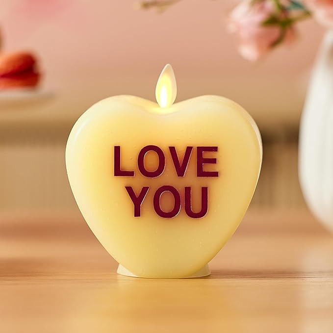 Luminara Flameless Candle Candy Heart Conversation Heart LED Candle 3.5" x 4.5" Valentine's Day C... | Amazon (US)