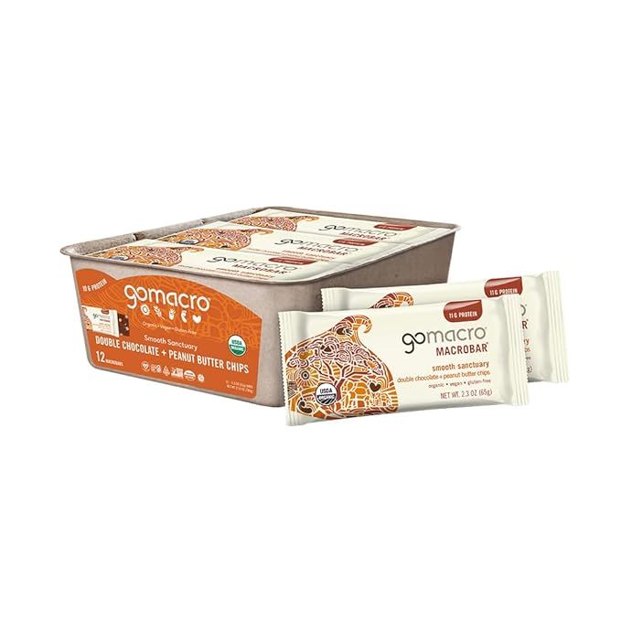 GoMacro MacroBar Organic Vegan Protein Bars - Double Chocolate + Peanut Butter Chips (2.3 Ounce B... | Amazon (US)