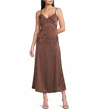 Blu Pepper Polka Dot Lace Maxi  Dress -  M | Dillard's