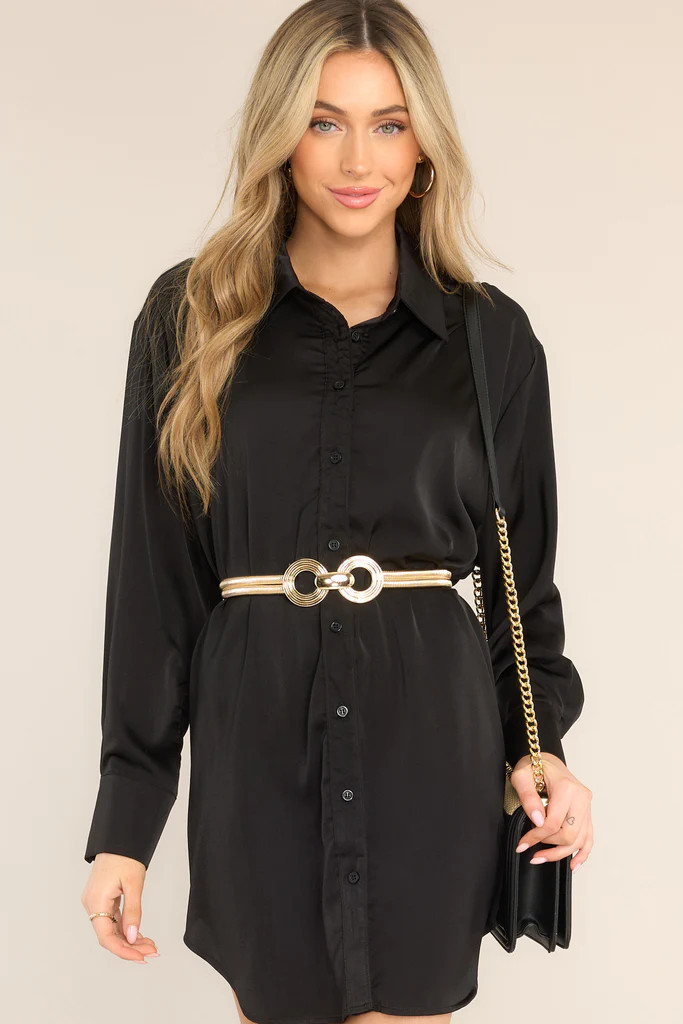 Remember That Time Black Long Sleeve Shirt Dress | Red Dress 