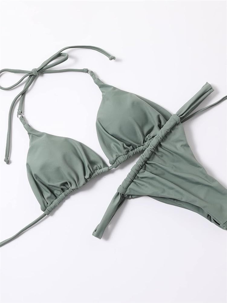 SOLY HUX Women's Halter Triangle Tie Side Bikini 2 Piece Swimsuits | Amazon (US)