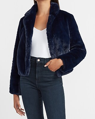 Cozy Notch Collar Faux Fur Jacket | Express