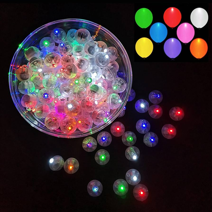 100 Pcs Multicolor LED Balloon Light, Rainbow Colored Round Led Flash Mini Ball Light for Paper L... | Amazon (US)
